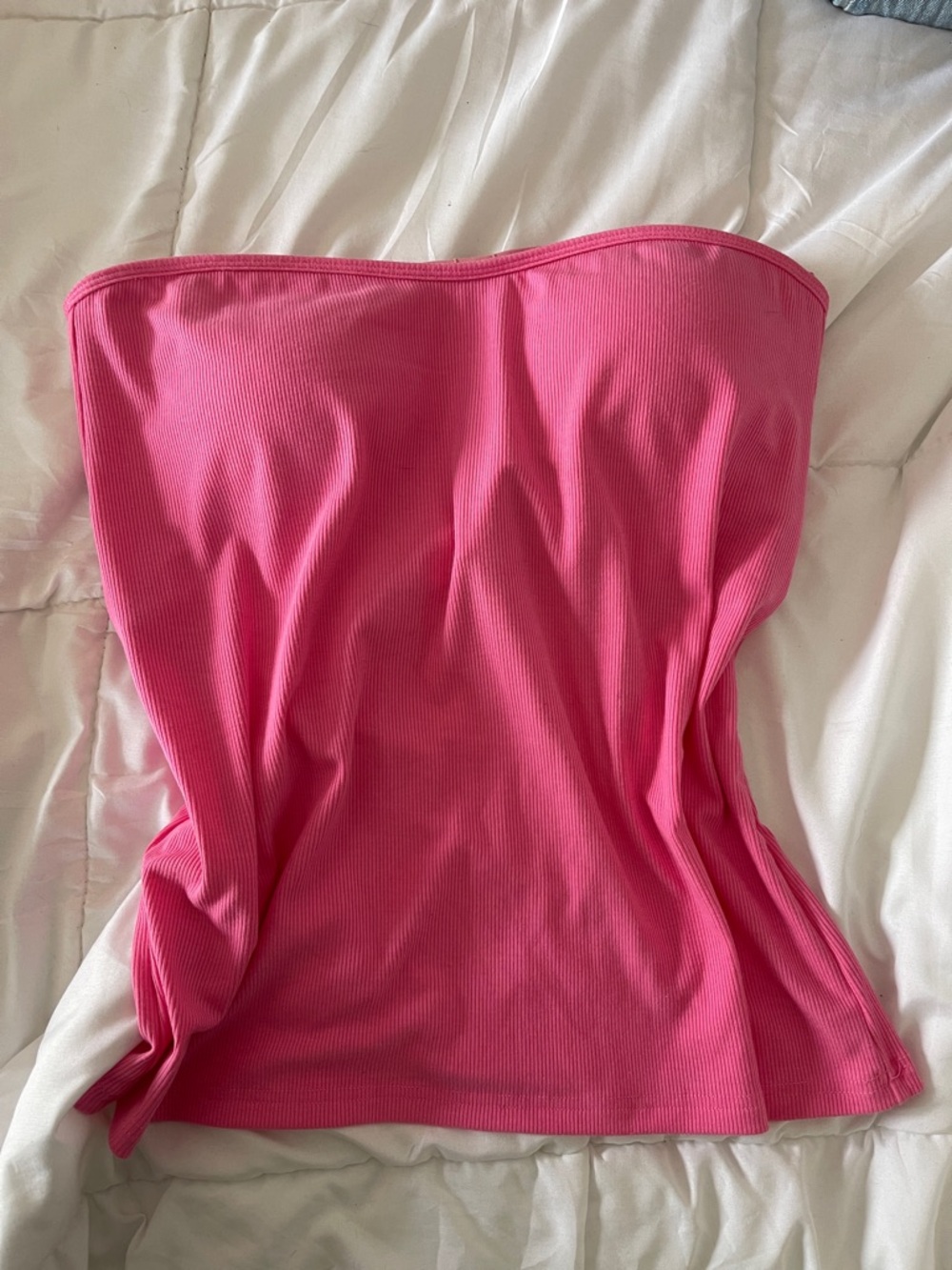 Klassy Network - Gently Used - Strapless Ribbed Pink Tube Top - Size 2XL